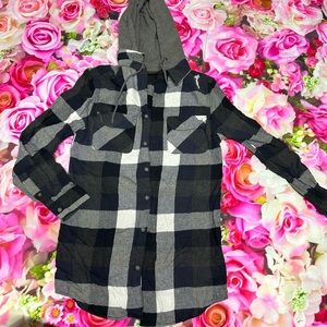 men plaid shirt w/hood